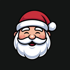 Cartoon Santa Claus Face With Red Hat And White Beard christmas holiday
