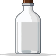 Clear glass bottle mockup with cap vector illustration for product design and branding