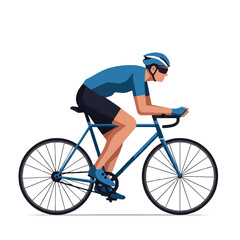Focused Solo Cyclist Vector Illustration - Modern Flat Design Art for Personal Endurance and Sports Challenge on White