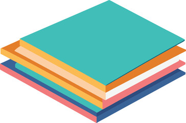 Isometric stack of colorful notebooks vector illustration scalable eps file for graphic design