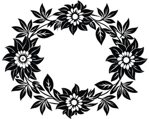 Elegant traditional floral border design with intricate outline for decorative banners and advertisements