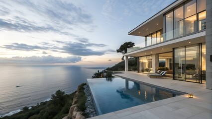 Obraz premium cliffside luxury residence exterior with infinity