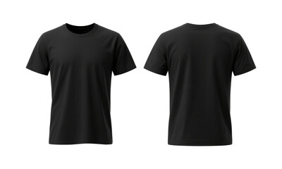 Plain Black T-Shirt Template, Front and Back Mockup