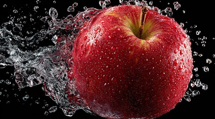 Red Apple Splashing In Water