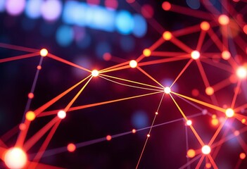 Abstract glowing network nodes and lines forming digital business background,  texture,  screen