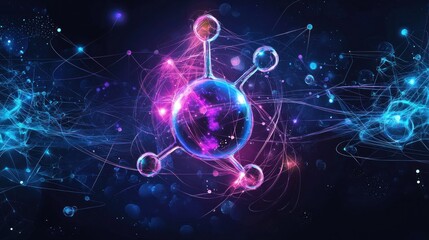 Abstract glowing molecule illustration