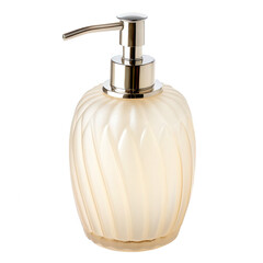 Obraz premium Cozy Soap Dispenser in Bathroom accessories concept. Elegant liquid soap dispenser with a ribbed glass design.