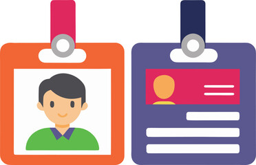 Two id card mockups front and back views vector illustration scalable eps