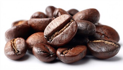Fototapeta premium Roasted Coffee Beans on White Background