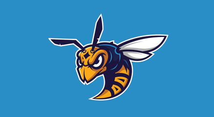 Aggressive cartoon hornet mascot logo design.