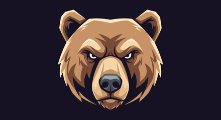 Close-up illustration of a fierce grizzly bear head.