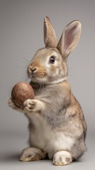 Obraz premium Easter Bunny Holding Chocolate Egg