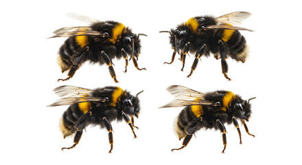  Detailed close-up of a Bumblebee  isolated on transparent background
