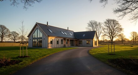 Obraz premium a newly constructed, modern rural home