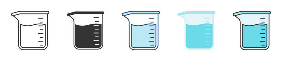 Beaker Icon Set Multiple Style Collection