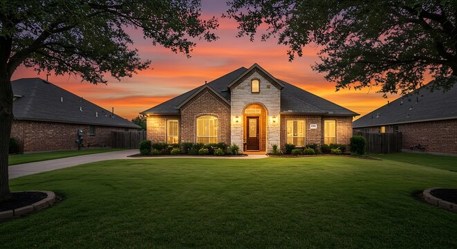 Dallas, texas - July 18th 2023: a home at sunset