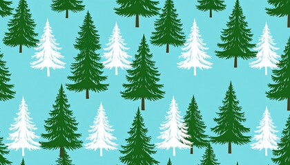 Christmas tree pattern on light teal background