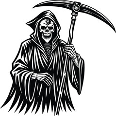 Naklejka premium Halloween grim reaper holding a scythe 