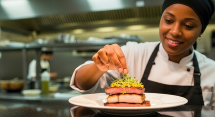 Professional Chef Garnishing an Exquisite Meal