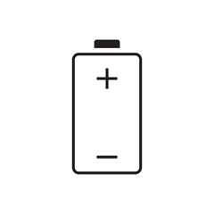 Battery Cell Outline Icon Showing Positive Terminal Mark