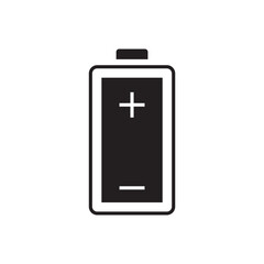 Positive Polarity Battery Icon with Large Plus Sign Symbol