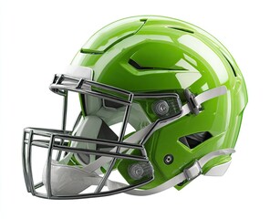 Fototapeta premium Bright lime green football helmet, profile view