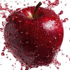Red Apple With Juice Splash