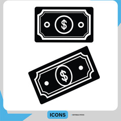 Dollar Money Icon Vector Scalable Black Dollar Symbol Cash and Currency Icon Black and White Dollar Icon