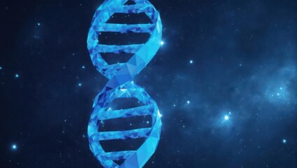 A stylized DNA double helix, polygonal, in space