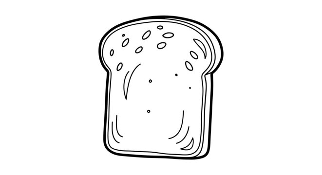 Outline drawing of a single slice of bread for coloring