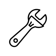 Fototapeta premium Adjustable spanner in minimalist line art style on white background 