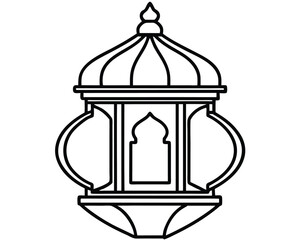 Intricate mughal inspired decorative lantern outline design with floral and geometric elements