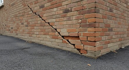 Crack in the brick wall due to a foundation problem, settling of the house