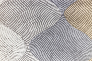 Soft neutral curved stripe pattern with fine linear grooves, calming modern abstract backdrop
