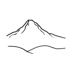 Black and White Mountain Illustration Image in Minimalist Line Art Style, Clean and Elegant Design