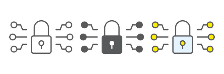Cyber security line and glyph icon, technology and protection, padlock sign, vector graphics, a linear pattern on a white background, eps 10.