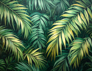 Palm tree leaves pattern - nature, power of green, jungle, exotic leaves