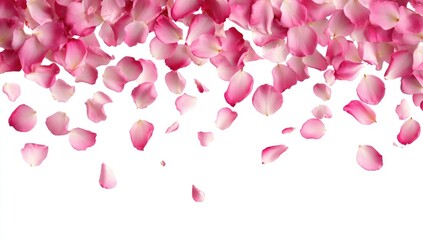 Pink rose petals falling on a white background (1)