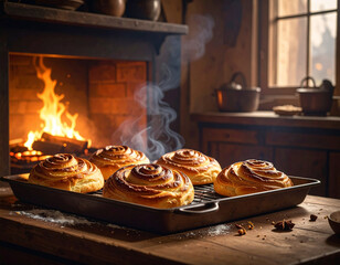 Delicious, fresh, straight from the oven - sweet breakfast bun