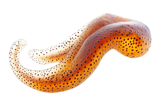 Orange and white starfish with black spots isolated on transparent background - Powered by Adobe