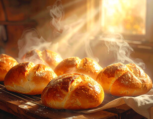 Delicious, fresh, straight from the oven - sweet breakfast bun
