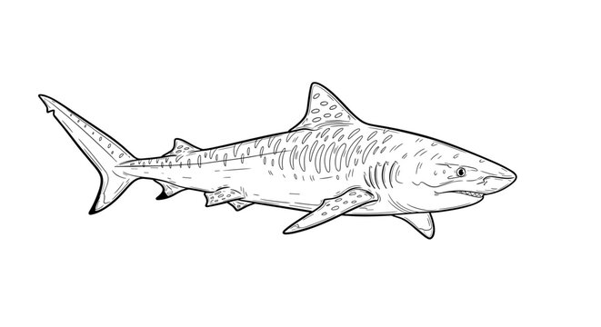 Isolated graphic shark artwork showing an apex predator in detail