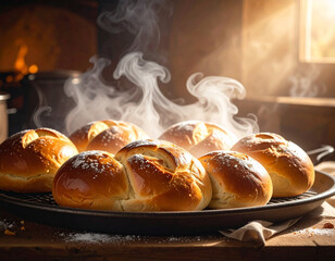 Delicious, fresh, straight from the oven - sweet breakfast bun