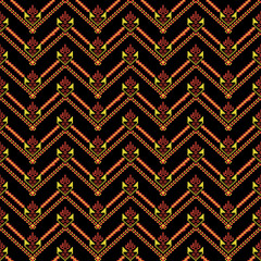 abstract geometric background
seamless pixelated geometric pattern. This decorative border design features traditional folk motifs, including intricate diamond shapes and abstract floral elements 
