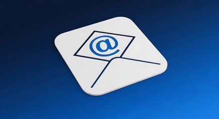 Stylized Email Envelope with 'At' Symbol on a Gradient Blue Background
