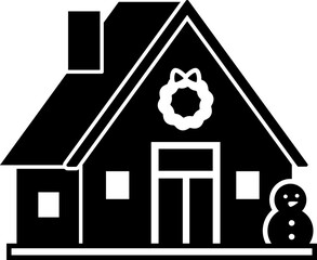 Silhouette of winter christmas house isolated.
Holiday home black silhouette vector.
Transparent background.