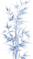 Fototapeta premium Blue green bamboo illustration material