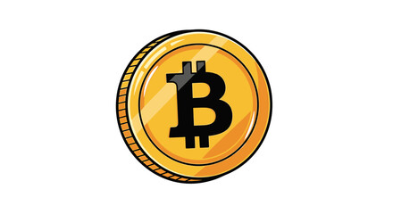 Obraz premium Cartoon Bitcoin Coin, Cryptocurrency on a White Background