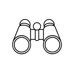 Outline drawing binoculars on transparent background