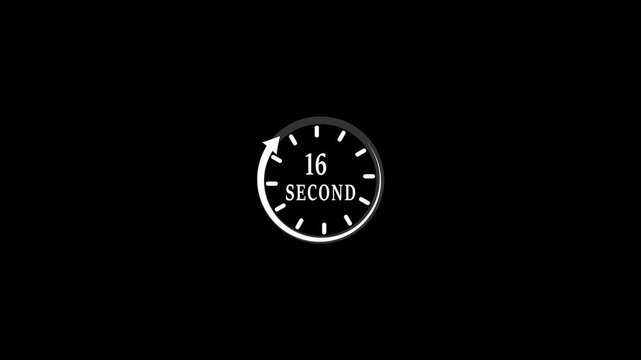 Countdown of symbolic 15 conds graphic animation. Alpha channel. Transparent background motion design. 4K resolution